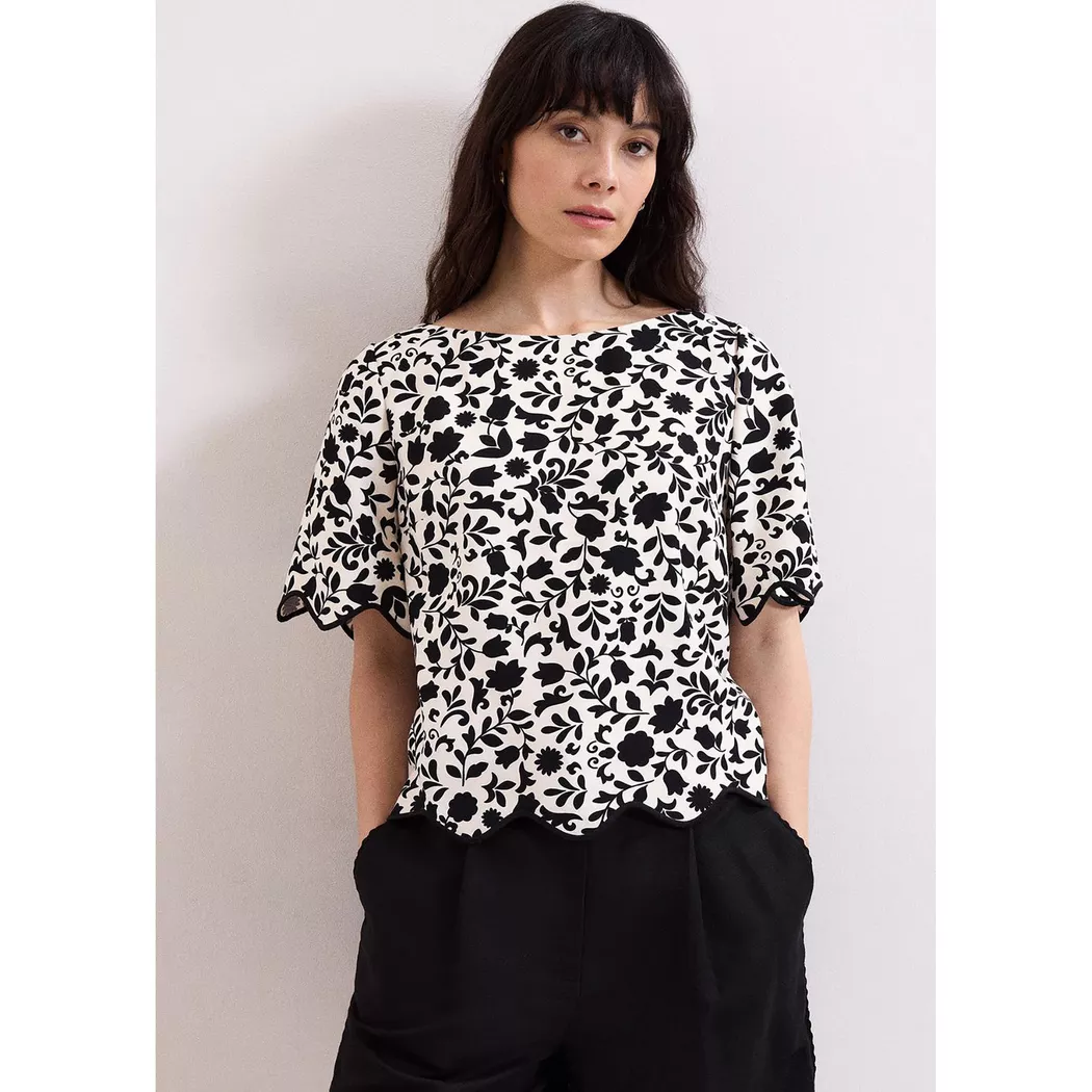 Phase Eight - T-Shirt, U-Boot, kurzarm, für Damen, Schwarz, Größe 38