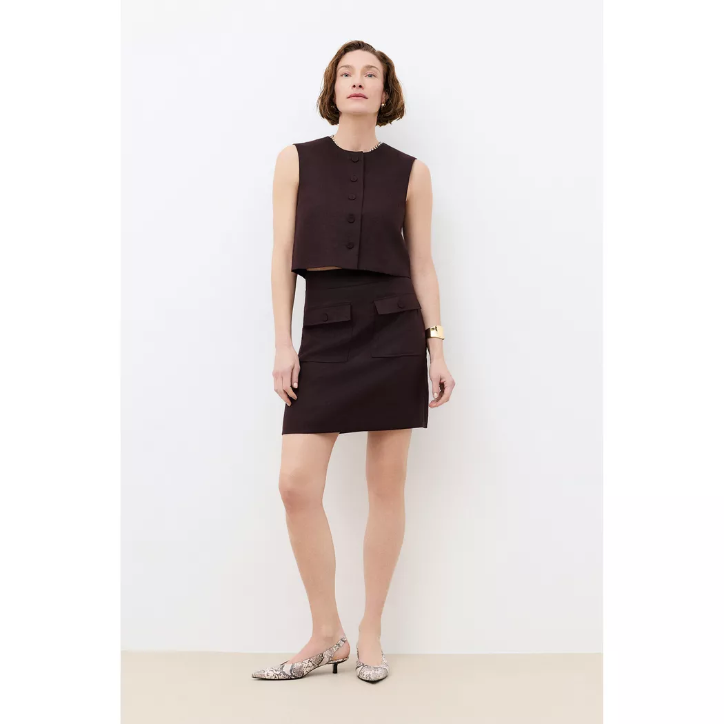 Caroll - Mini Leinenrock, für Damen, Lila, Größe 44