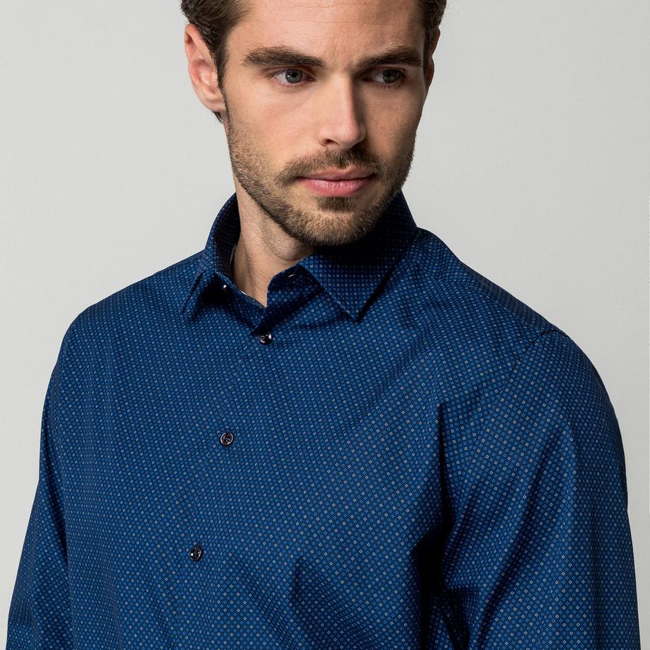 Manor Man Chemise à manches longues avec motif pois  