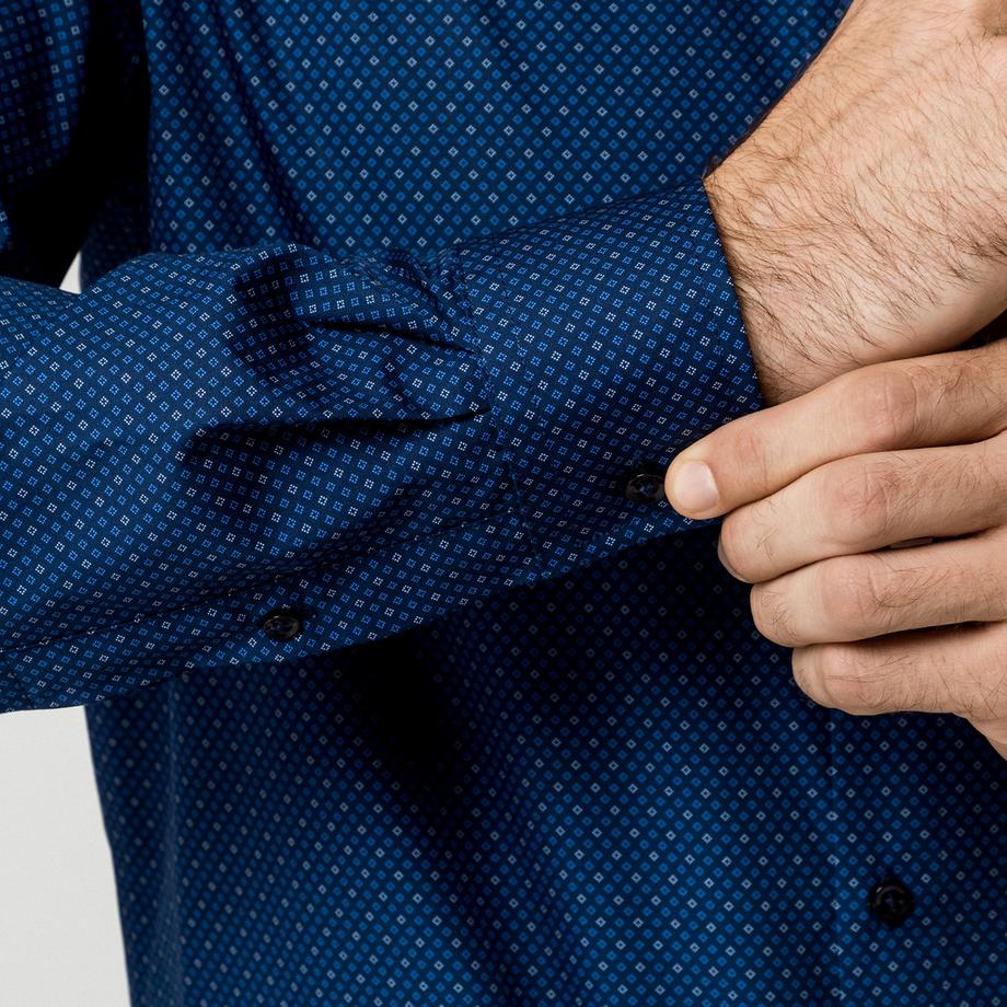 Manor Man Chemise à manches longues avec motif pois  