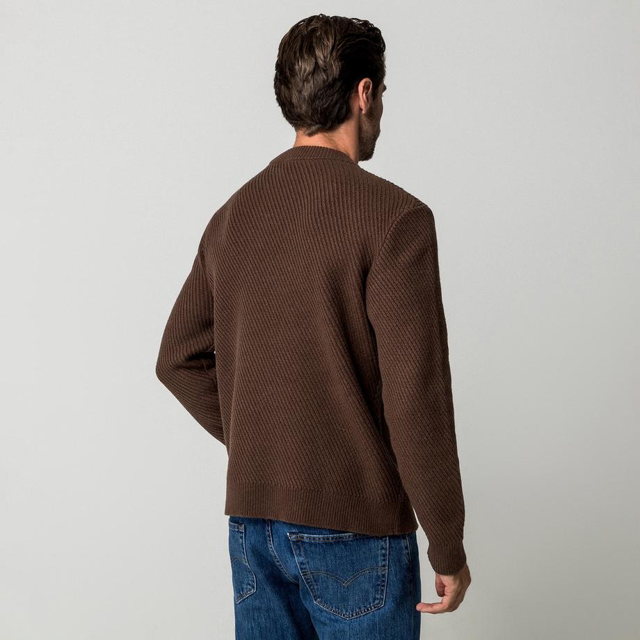 Manor Man Maglione a maglia costata  
