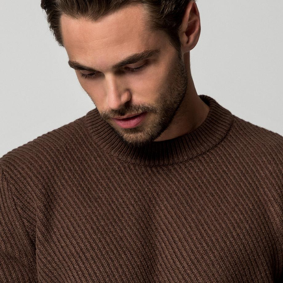 Manor Man Maglione a maglia costata  