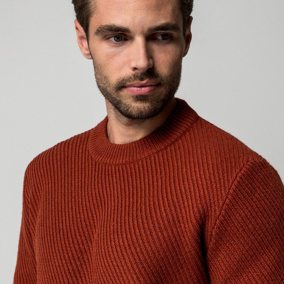 Manor Man Gerippter Strickpullover  
