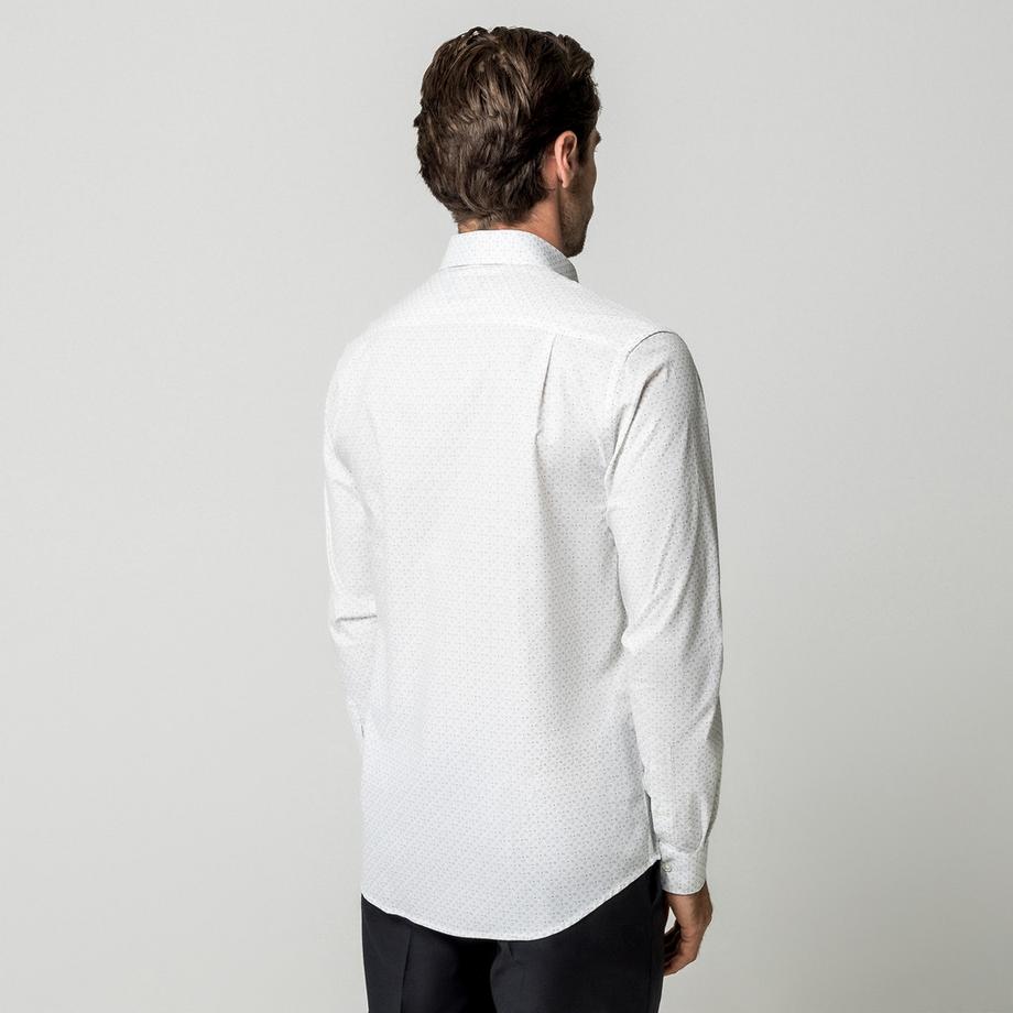 Manor Man Chemise à manches longues avec motif pois  