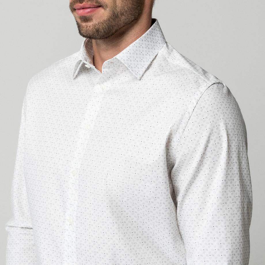 Manor Man Chemise à manches longues avec motif pois  