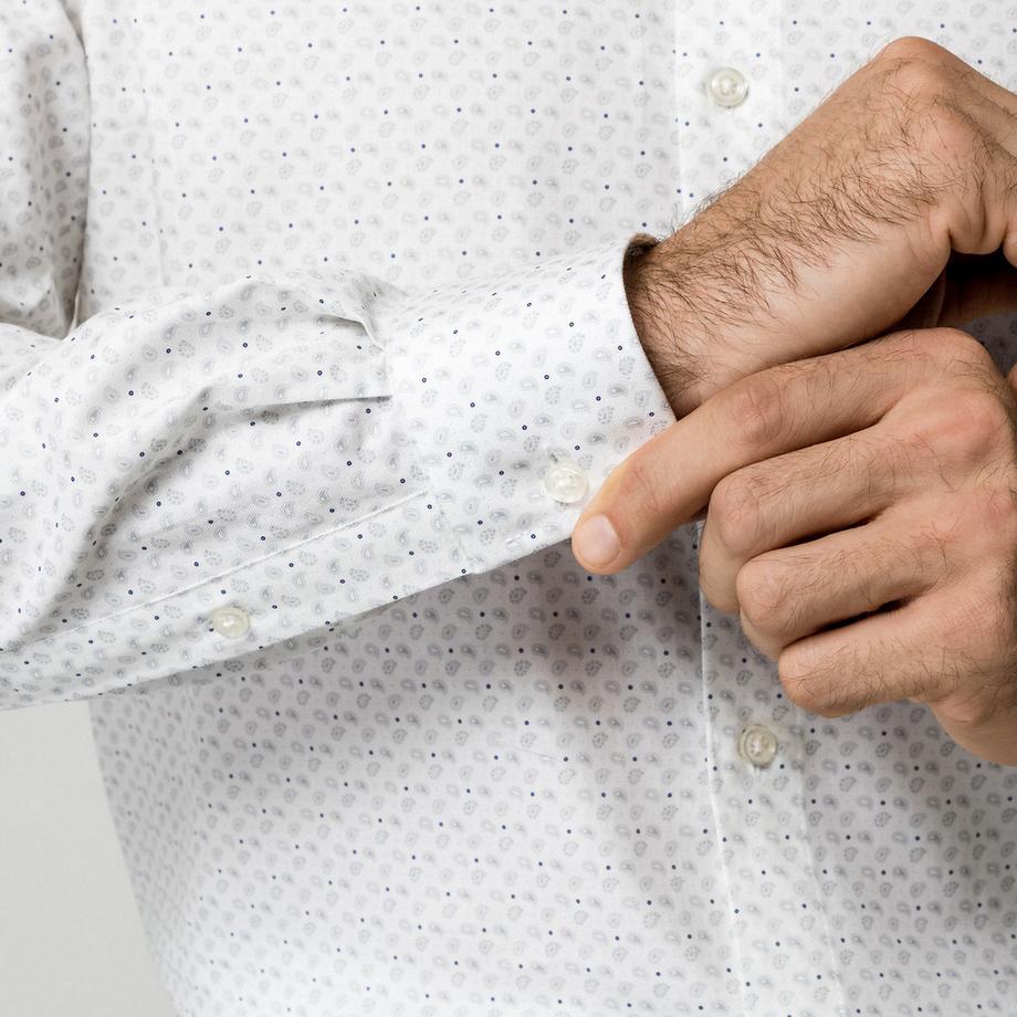 Manor Man Chemise à manches longues avec motif pois  