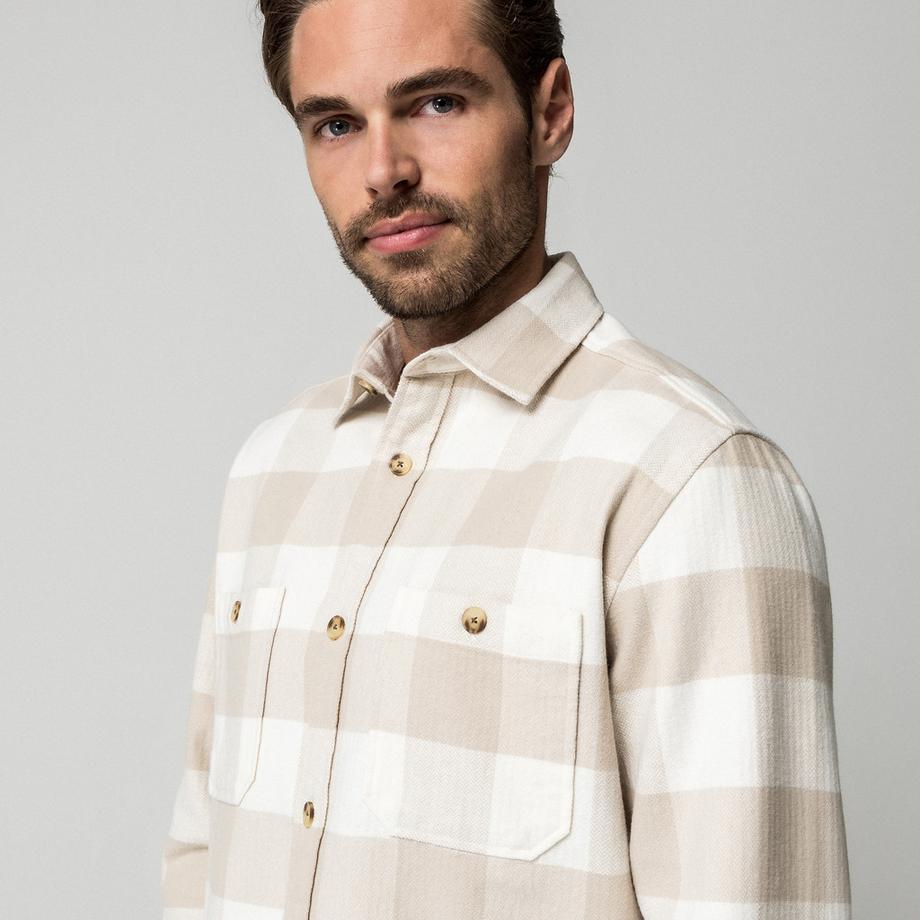 Manor Man Chemise à manches longues à carreaux  