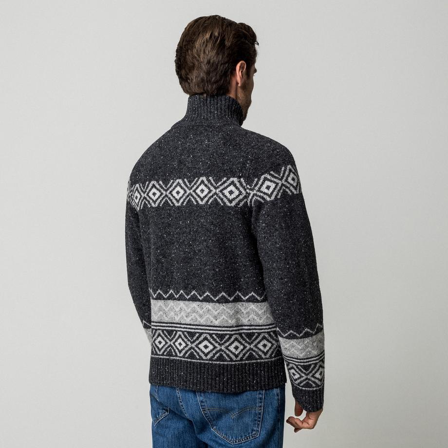 Manor Man Pullover à Fermeture Éclair Motif Fair Isle  