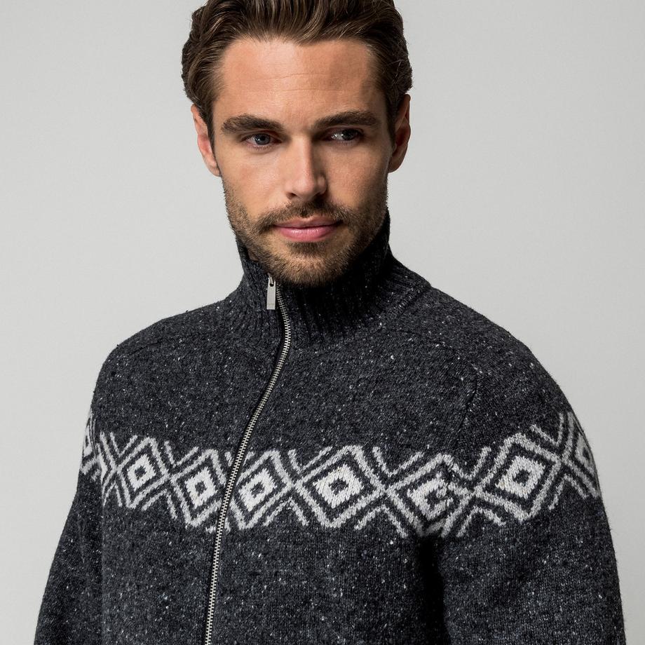 Manor Man Pullover à Fermeture Éclair Motif Fair Isle  