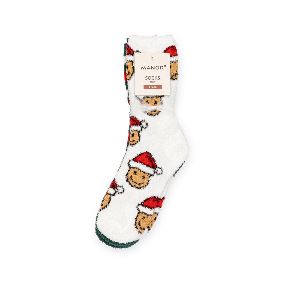 Manor Woman Ladies Chenille Socks 2 Pack Cable  