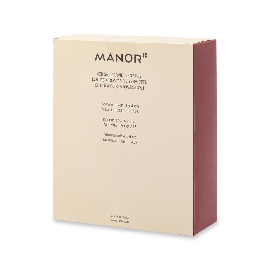 Manor Home Anelli portatovaglioli 4 pezzi Pearl 