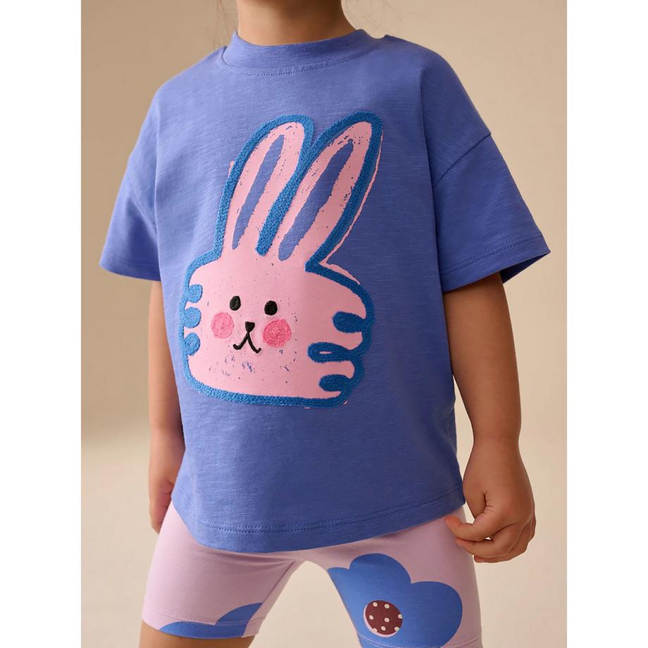 Next T-shirt motivo coniglio e pantaloncini ciclisti set  