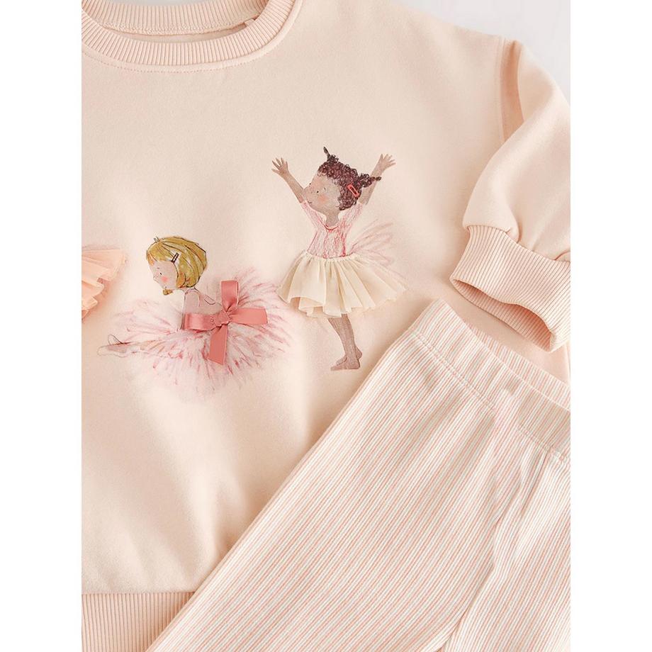 Next Felpa Leggings Set Stampa Ballerina  