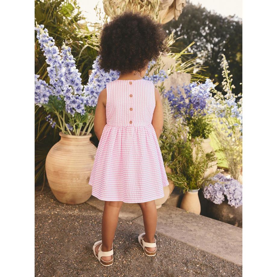 Next Gestreiftes ärmelloses Kleid mit Blumendetail  