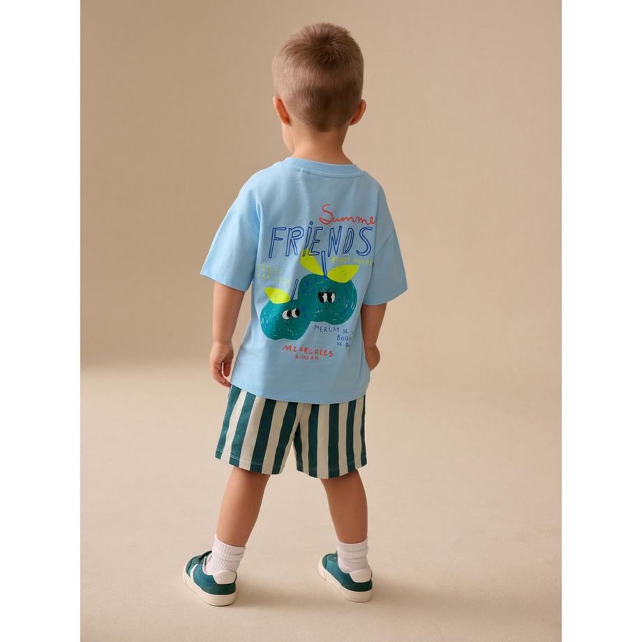 Next Set T-shirt Mercato della Frutta e Pantaloncini a Righe  