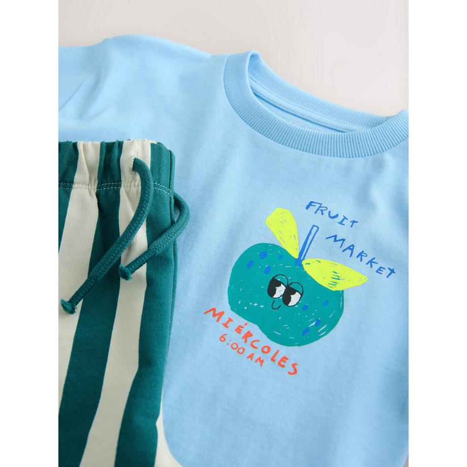 Next Set T-shirt Mercato della Frutta e Pantaloncini a Righe  