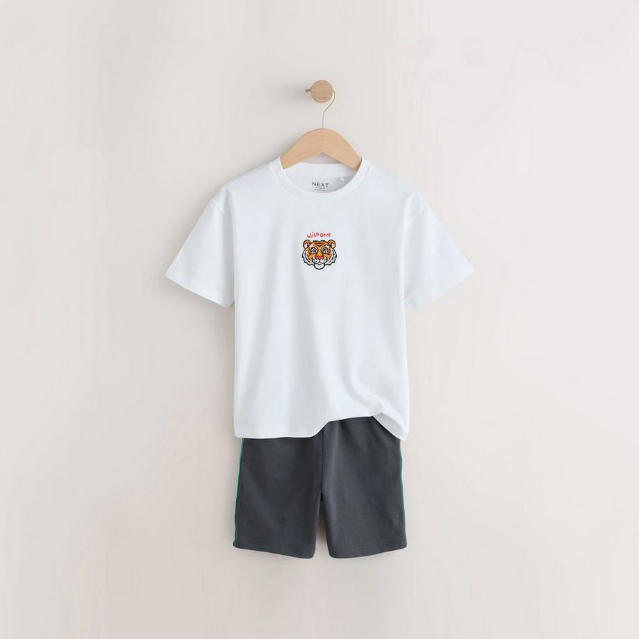 Next Set T-shirt e pantaloncini stampa tigre  