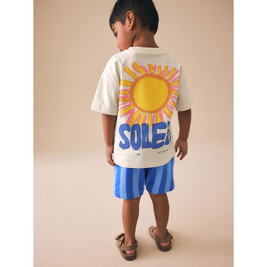 Next T-Shirt und gestreifte Shorts Set  