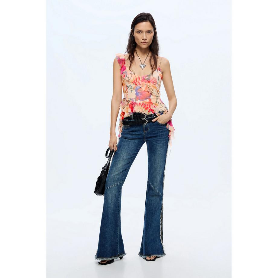 Desigual Top Camisole à Volants Imprimé Floral  