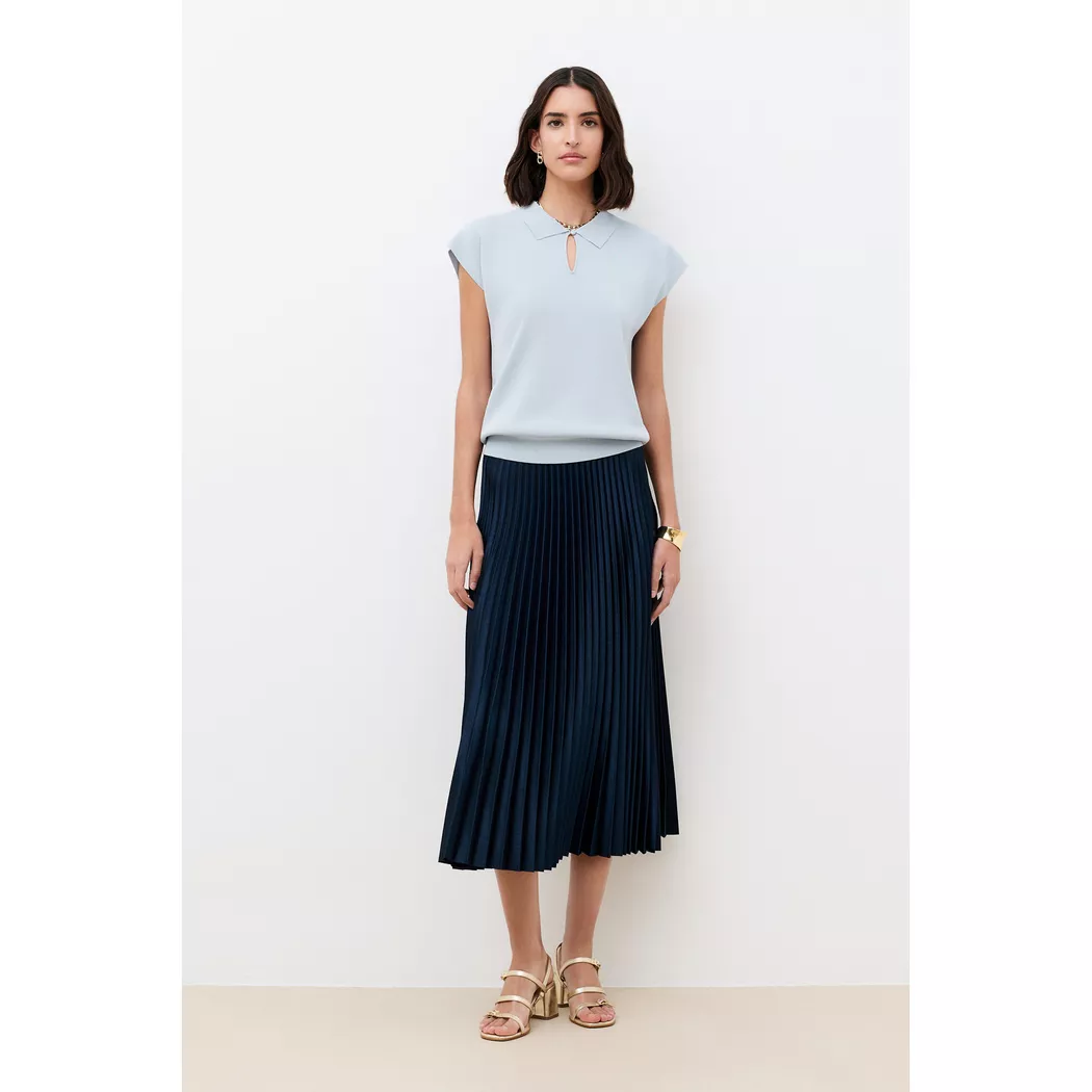 Caroll - Top, Rundhals, kurzarm, für Damen, Blau, Größe S