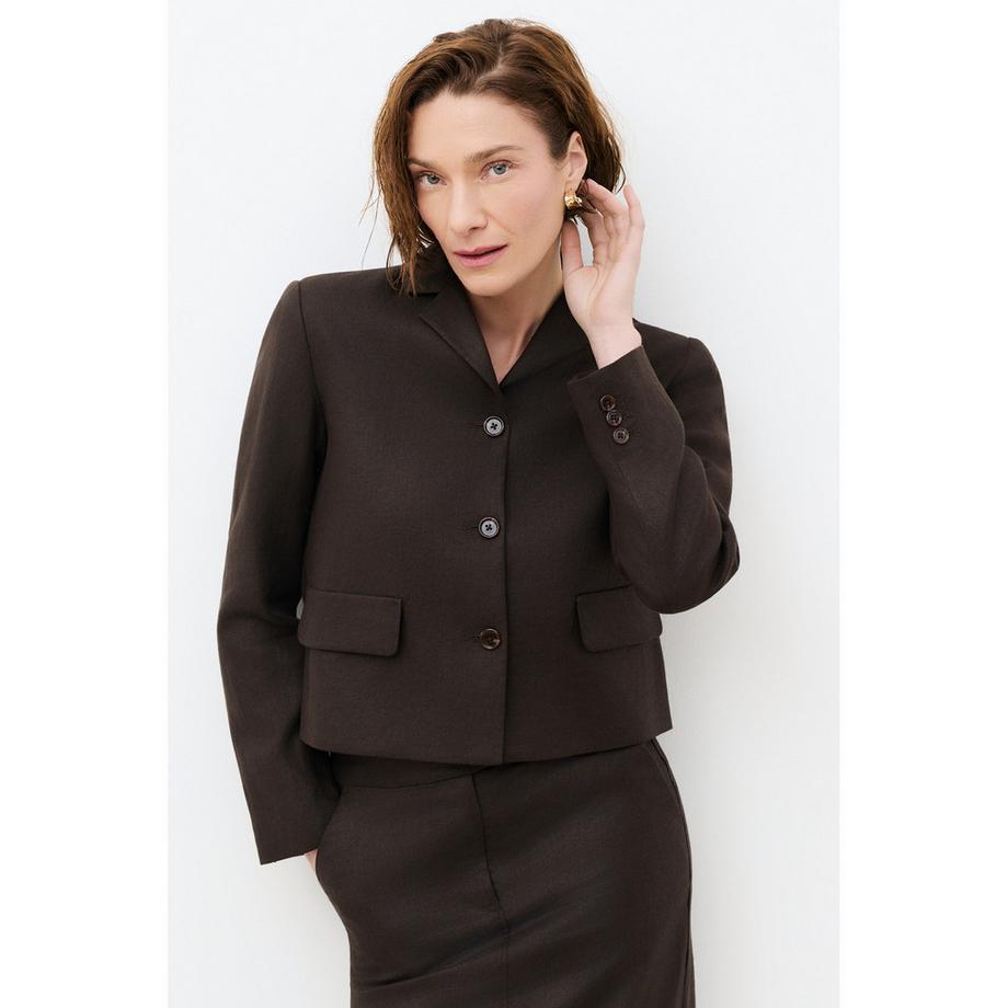 Blazer en lin, Regular Fit