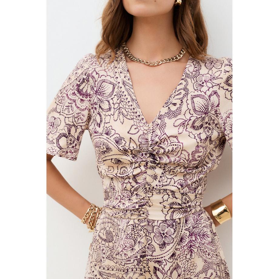 Caroll Robe Midi Imprimée Col V  