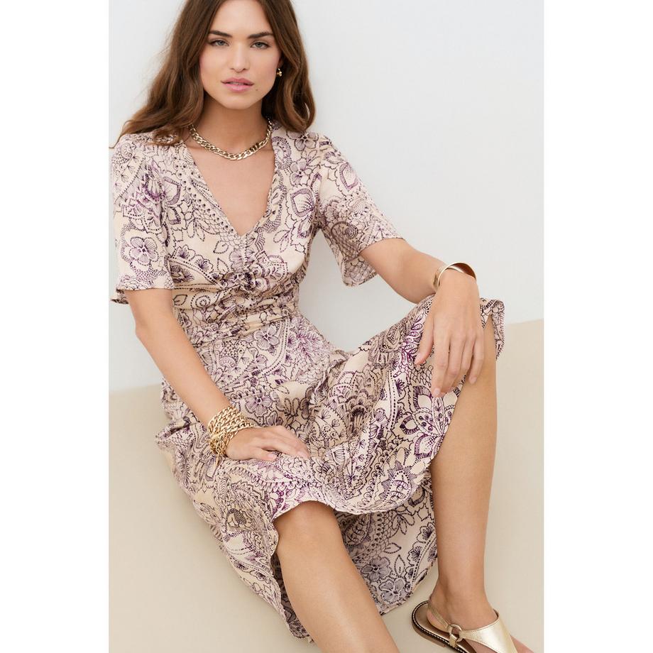 Caroll Robe Midi Imprimée Col V  