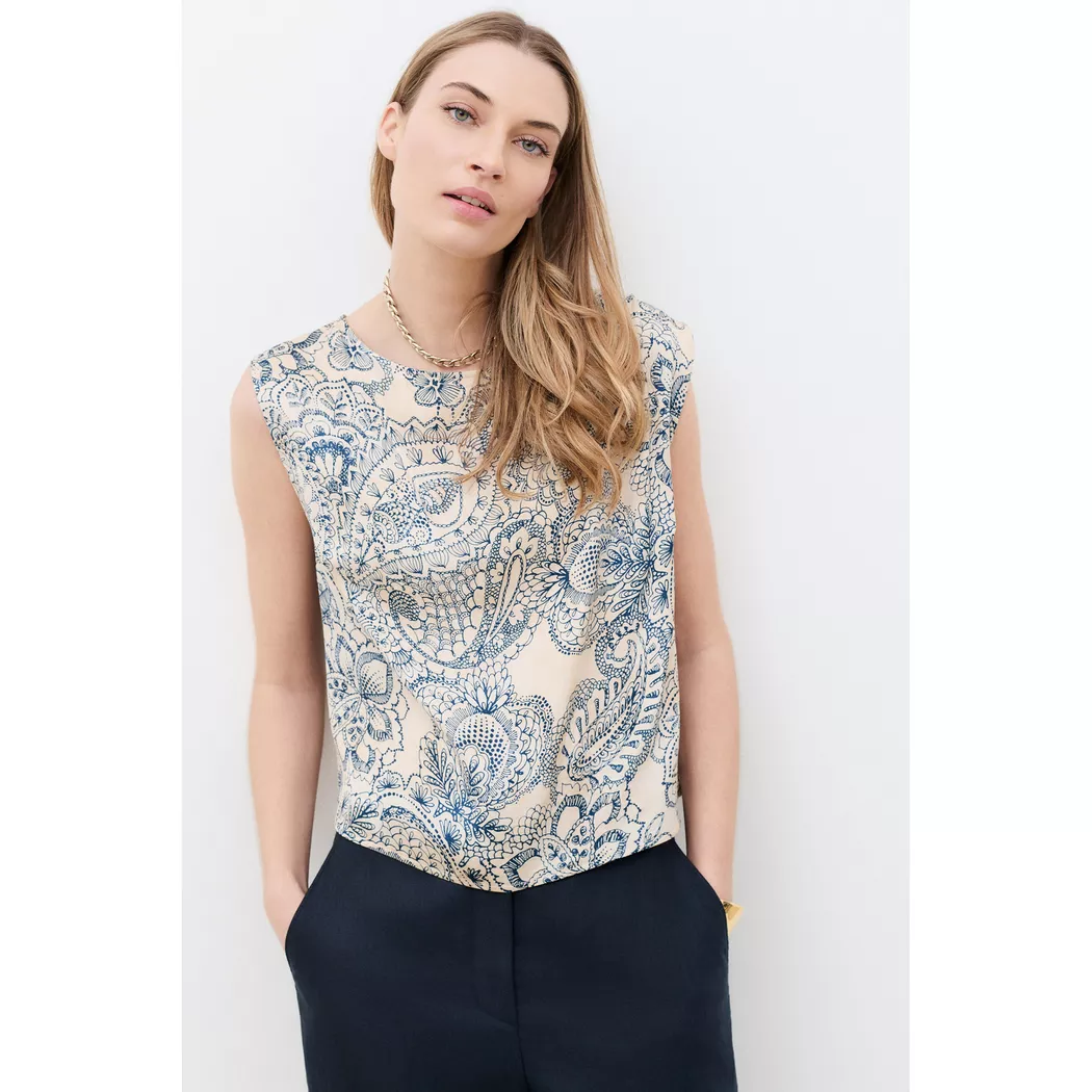 Caroll - Bluse, ärmellos, für Damen, Marine Größe 38