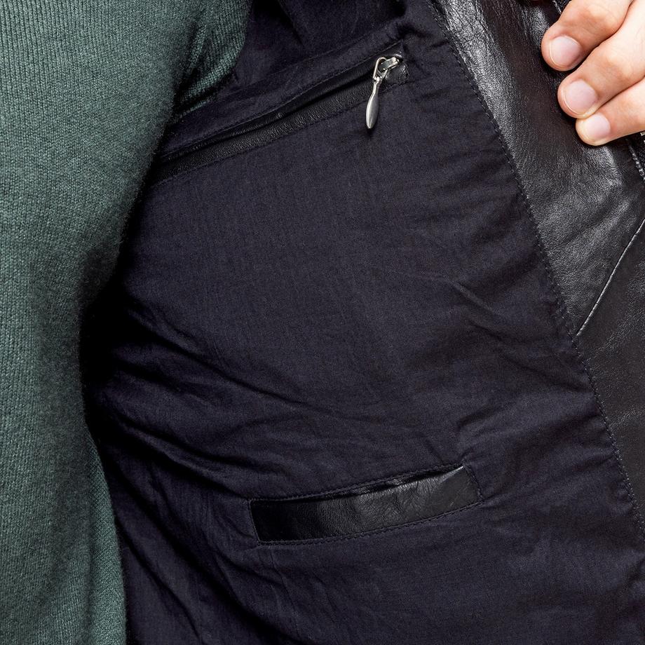 Manor Man Giacca in pelle con collo alto  