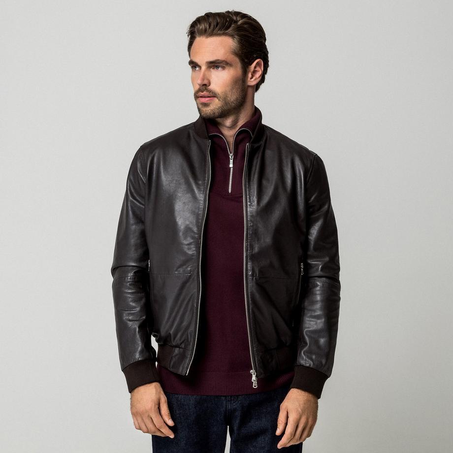 Manor Man Veste bomber en cuir  