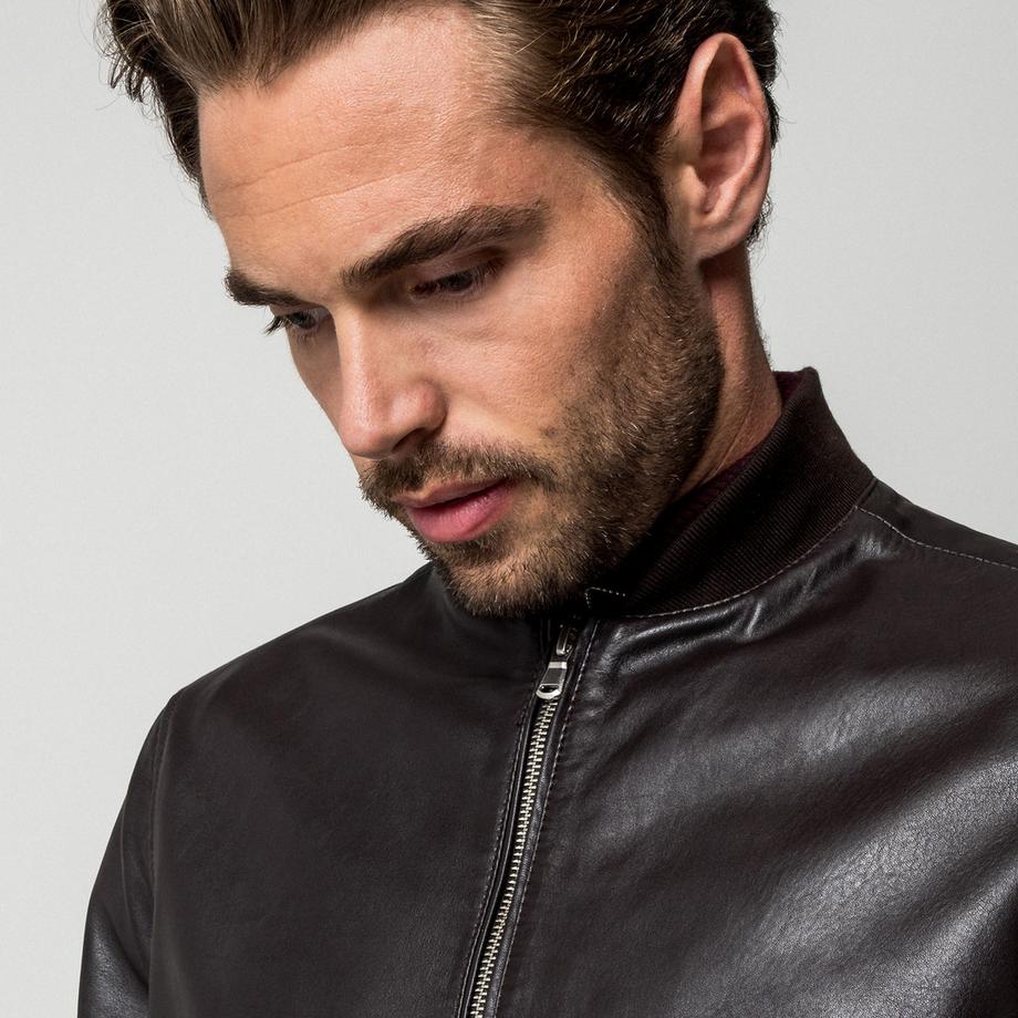 Manor Man Veste bomber en cuir  