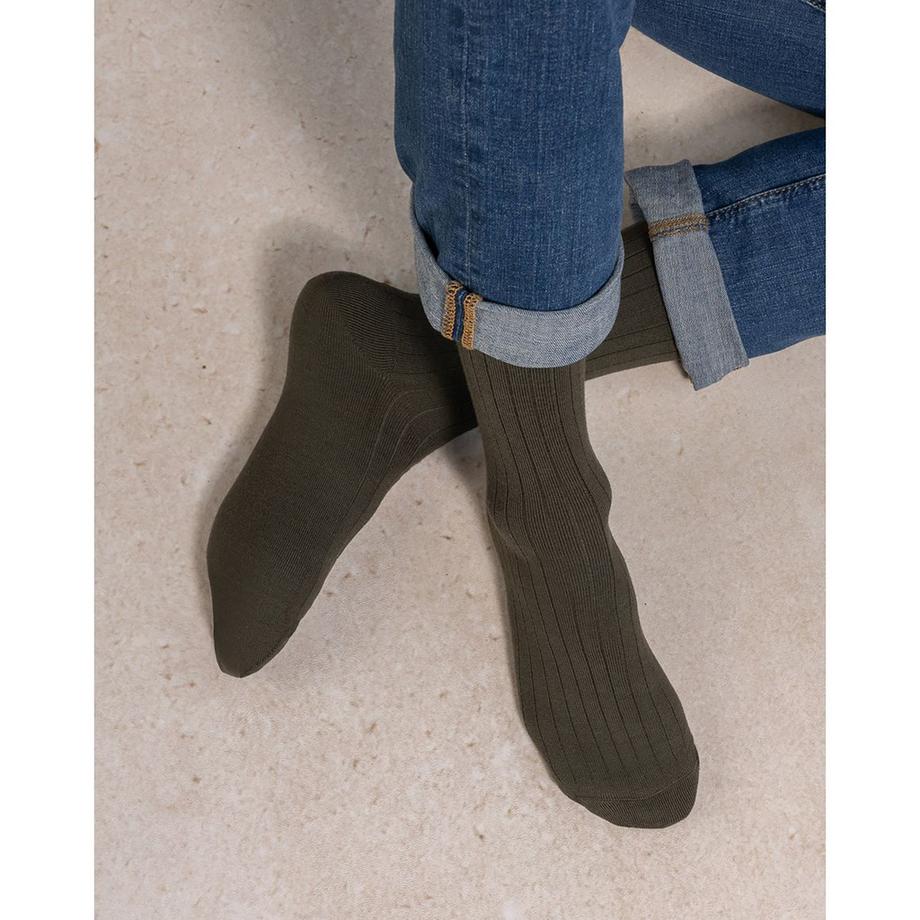 BLEU FORET Chaussettes hauteur mollet en laine mérinos  