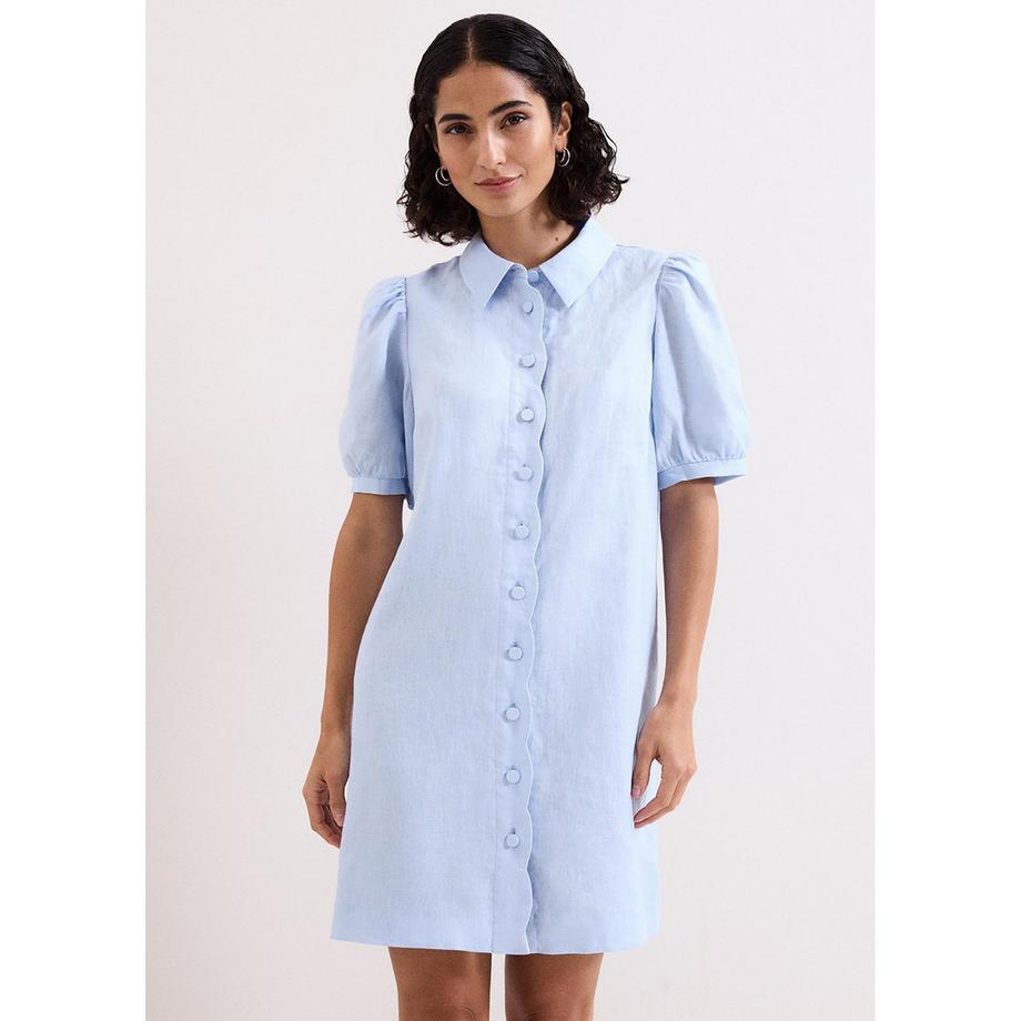 Robe en lin, manches courtes