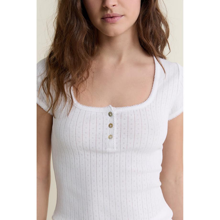 Etam T-shirt côtelé à manches courtes  