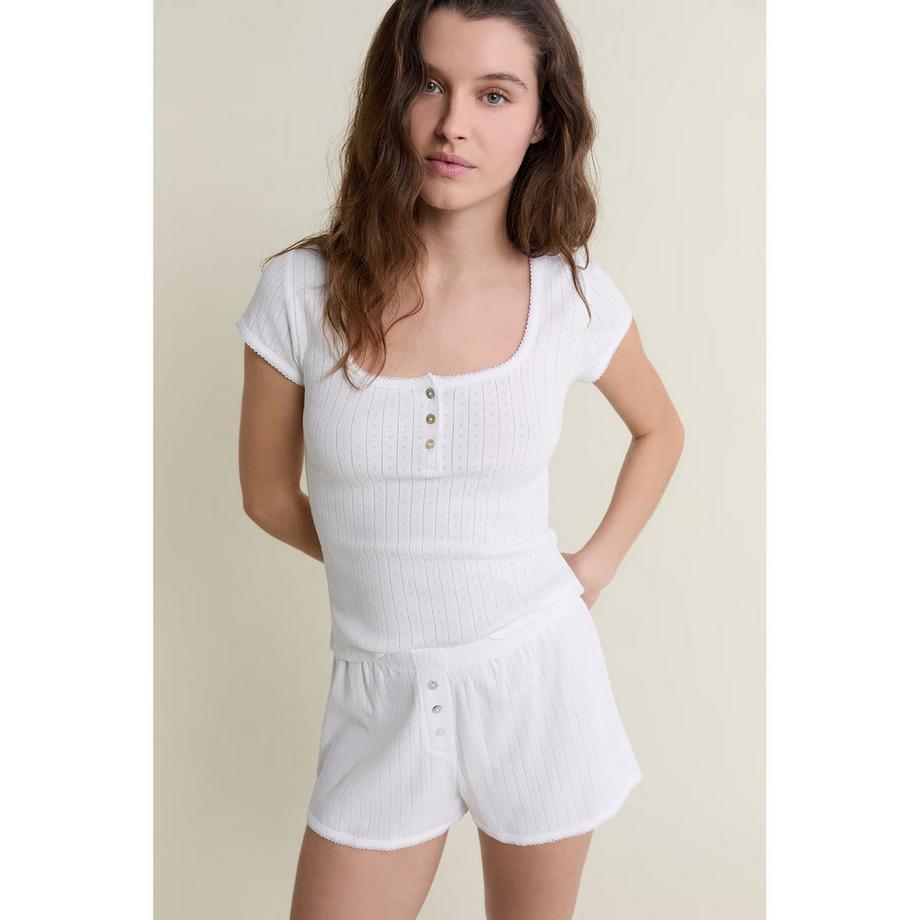 Etam T-shirt côtelé à manches courtes  