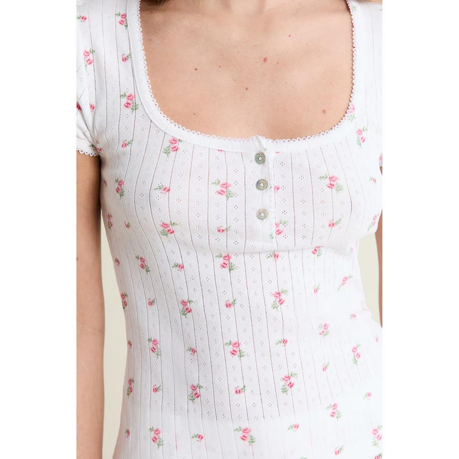 Etam T-shirt côtelé à manches courtes  