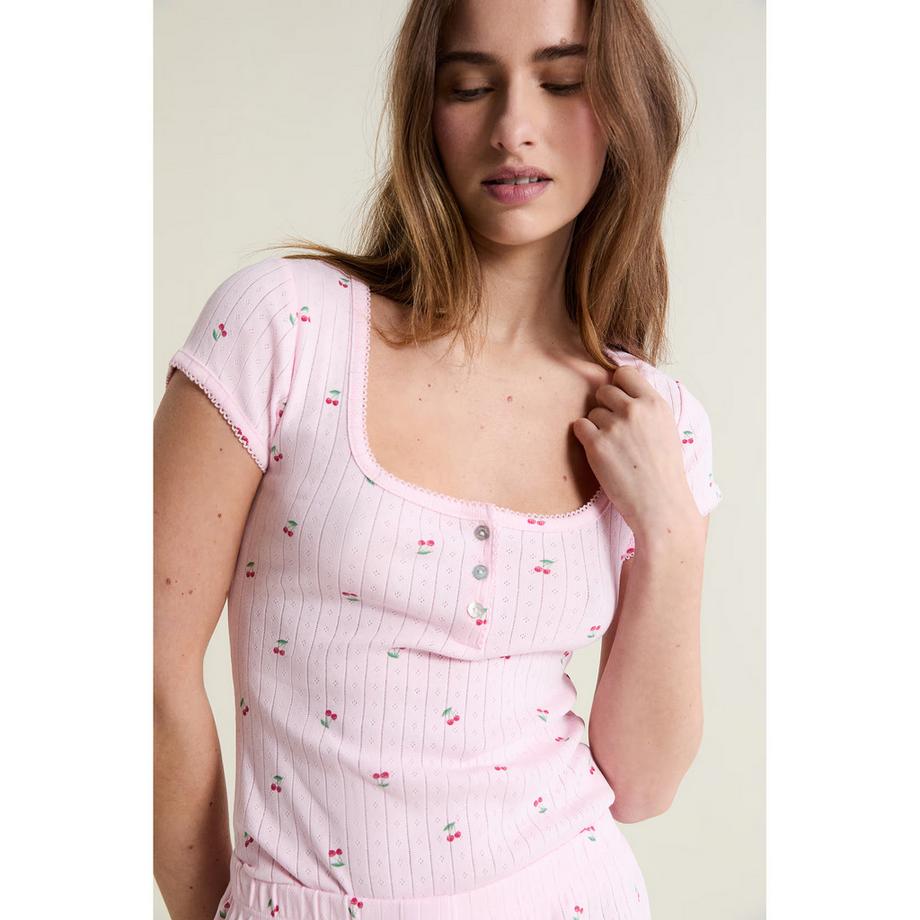 Etam T-shirt côtelé à manches courtes  