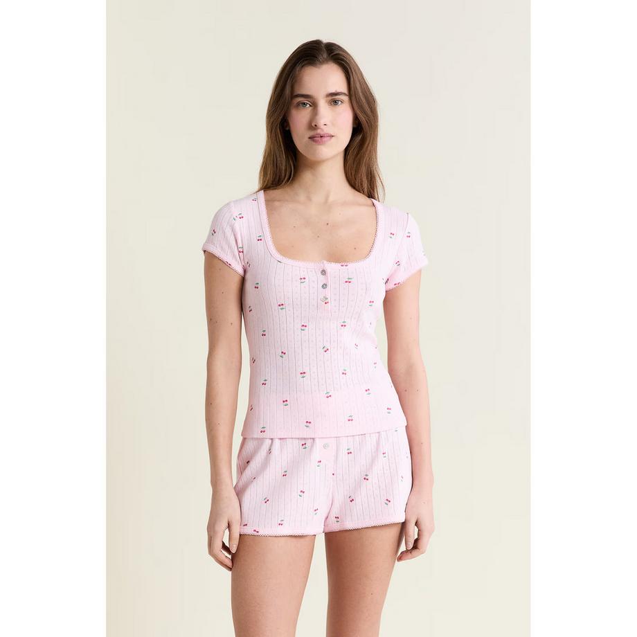 Etam T-shirt côtelé à manches courtes  