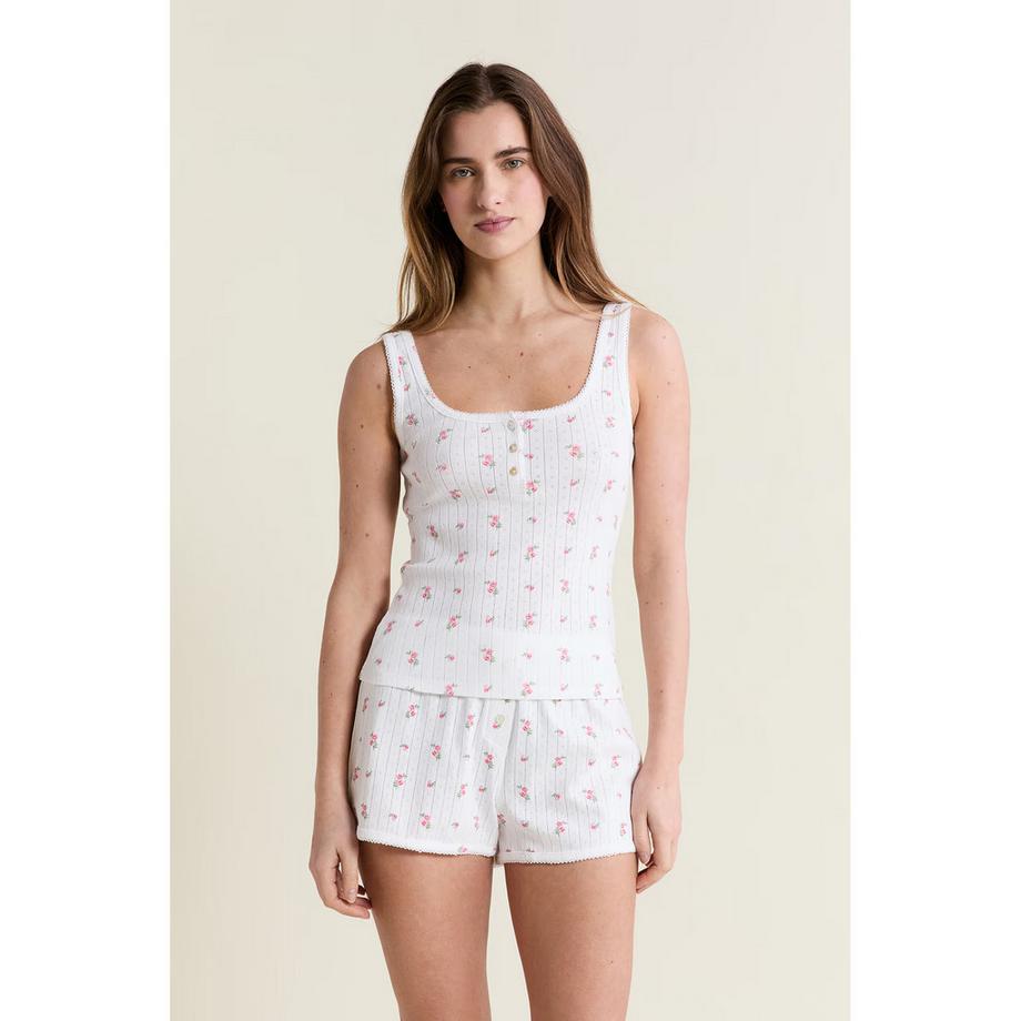 Etam Débardeur côtelé avec patte de boutonnage  