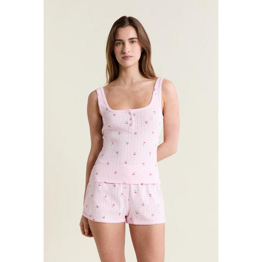 Etam Débardeur côtelé avec patte de boutonnage  