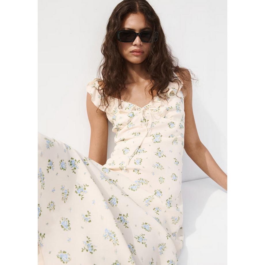 MANGO KIM Geblümtes Rüschen Midikleid  
