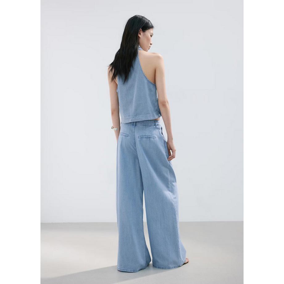 MANGO IBIZA Pantaloni Plissettati a Gamba Larga  