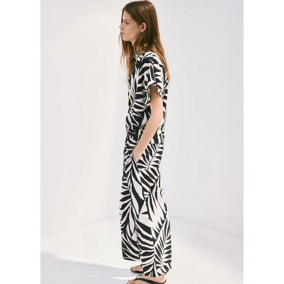 MANGO LIFE Hose mit weitem Bein und Palmenmuster  