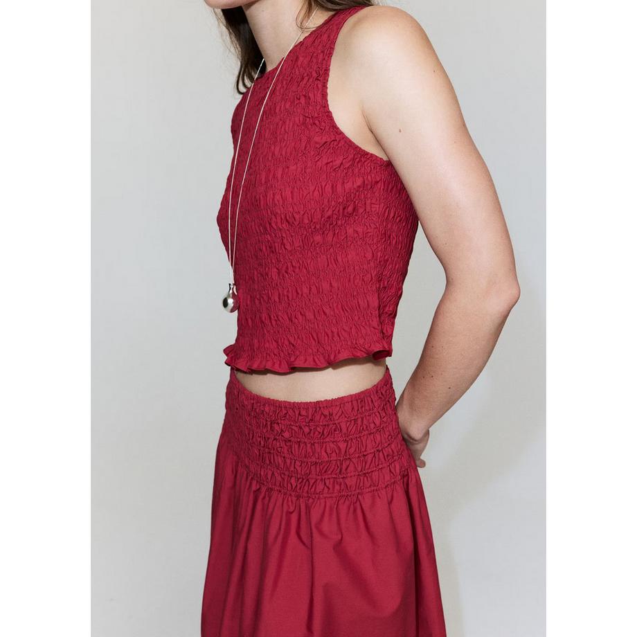 MANGO SIROS Gesmoktes Cropped Top  