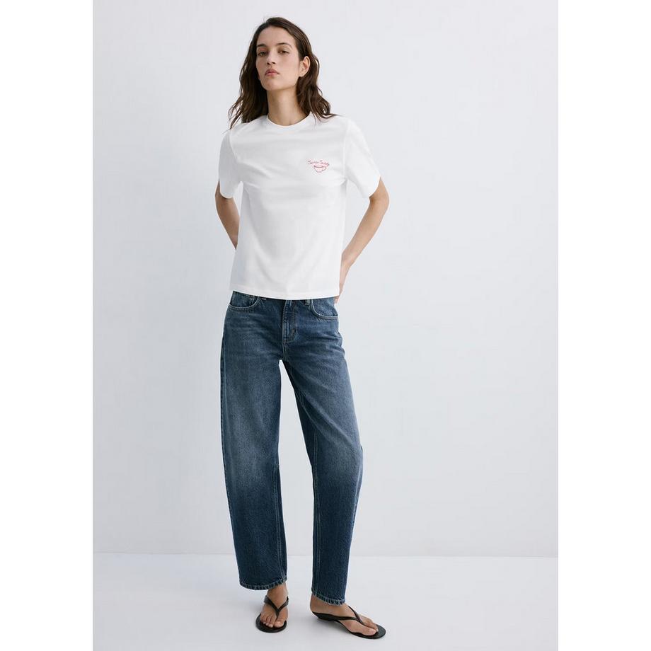 MANGO COFFEE Besticktes T-Shirt  