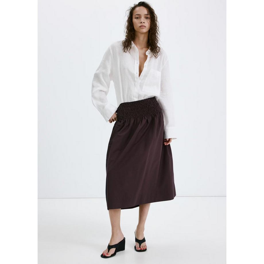 MANGO SIROS Midirock mit gesmoktem Bund  