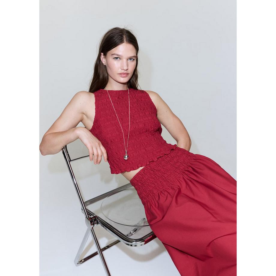 MANGO SIROS Midirock mit gesmoktem Bund  