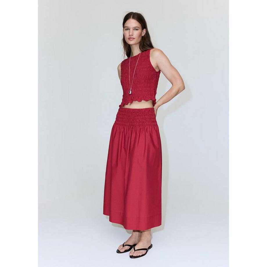 MANGO SIROS Midirock mit gesmoktem Bund  