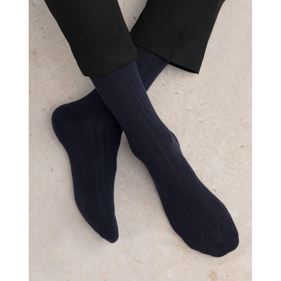 BLEU FORET Chaussettes hauteur mollet en laine mérinos  