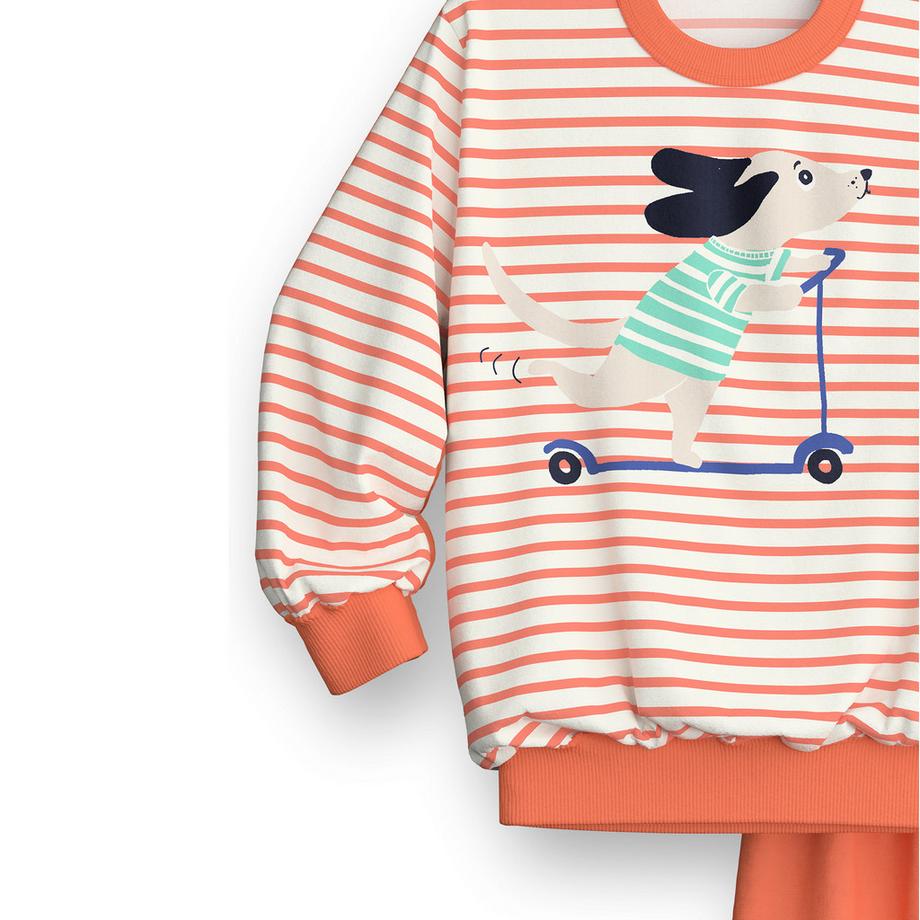 CALIDA Ensemble de pyjama rayé avec imprimé chien  